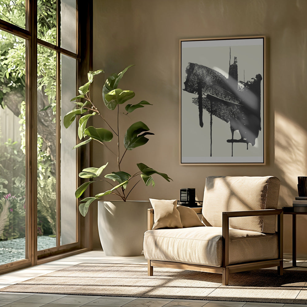 Abstract Brushstrokes in Black and Cream | Poster