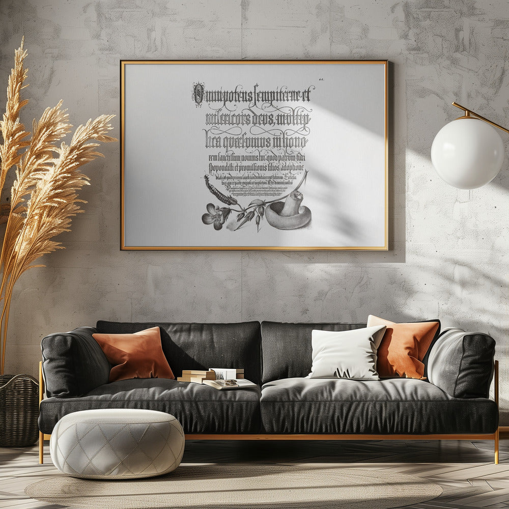 Centipede, Wood Cranesbill, and Mushroom Bw Horizontal | Canvas