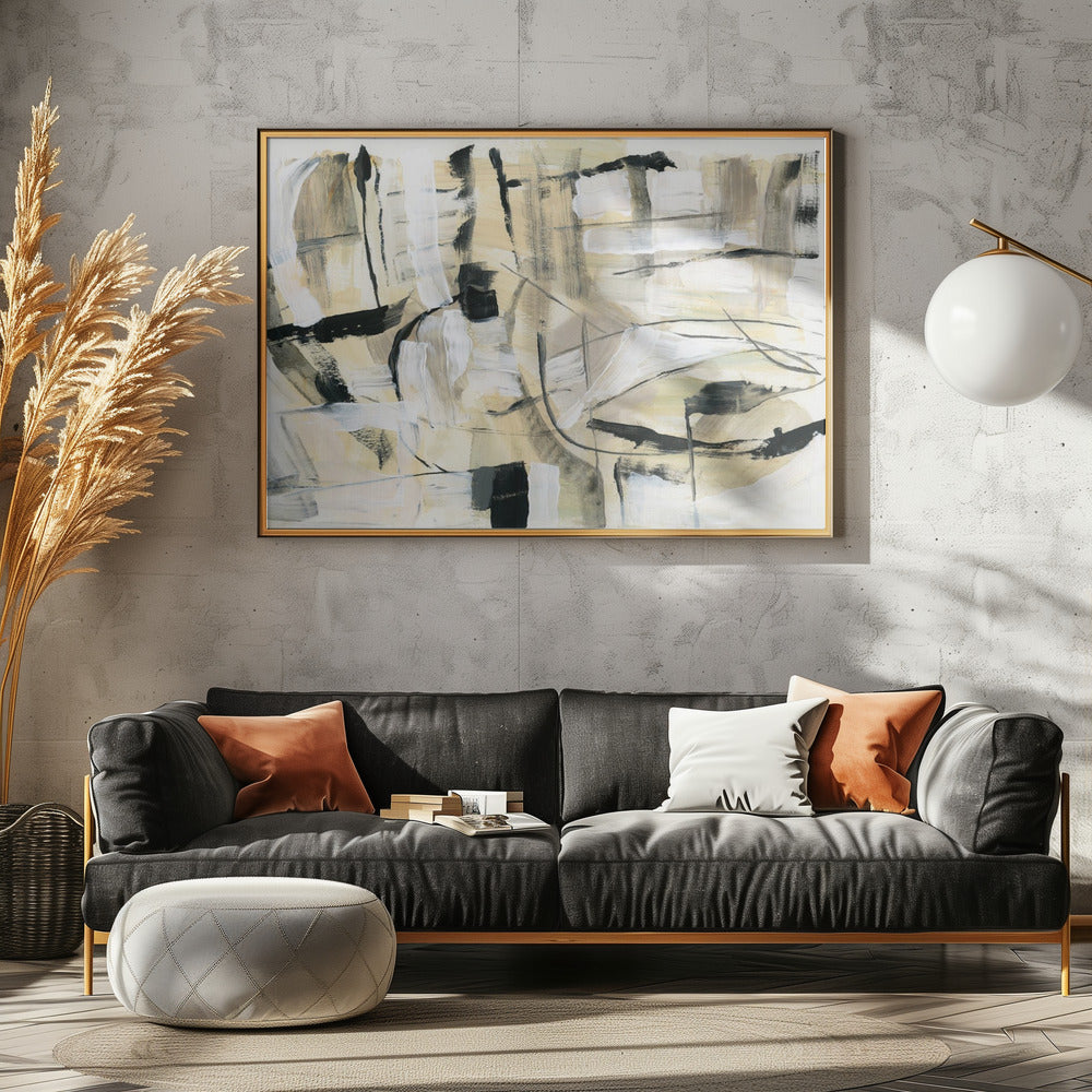 Black and White Textured Shapes 4 | Poster