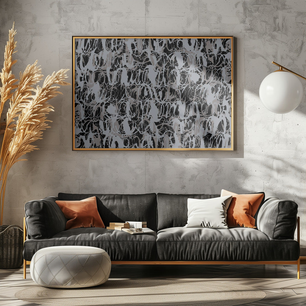 Abstract Ink Swirls Blue Black | Canvas