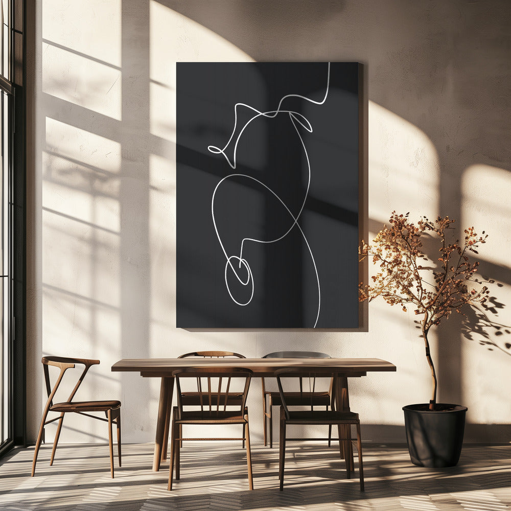 White Squiggle On A Dark Background | Canvas