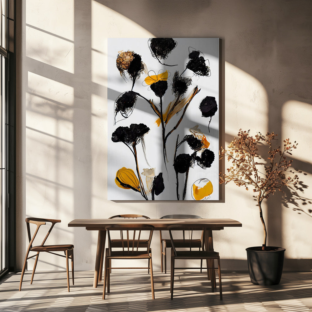 Black Dry Flowers | Canvas