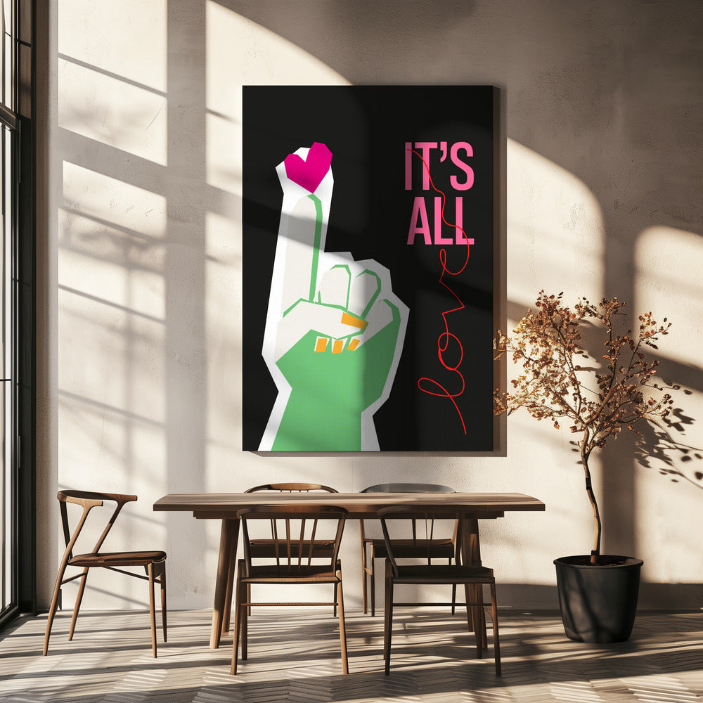 It's All Love Hand Grey | Canvas