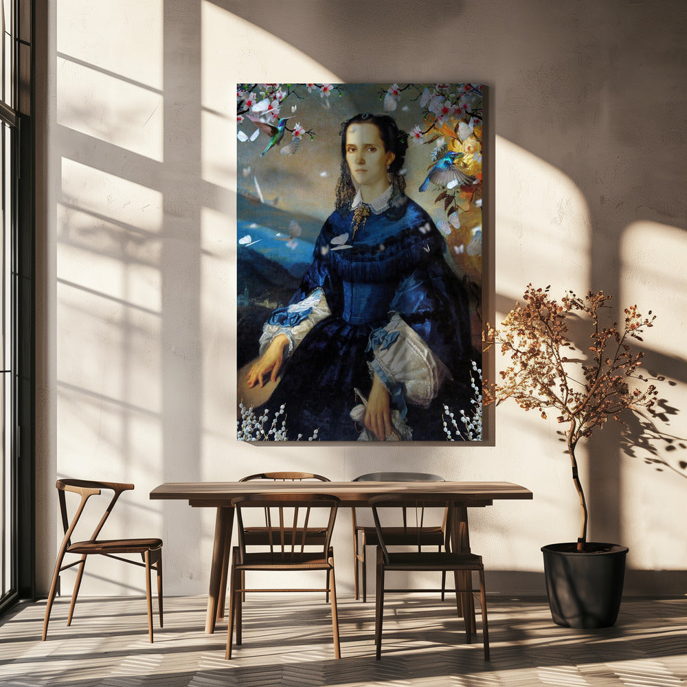 Lady Blue Hummingbird Blooms | Canvas