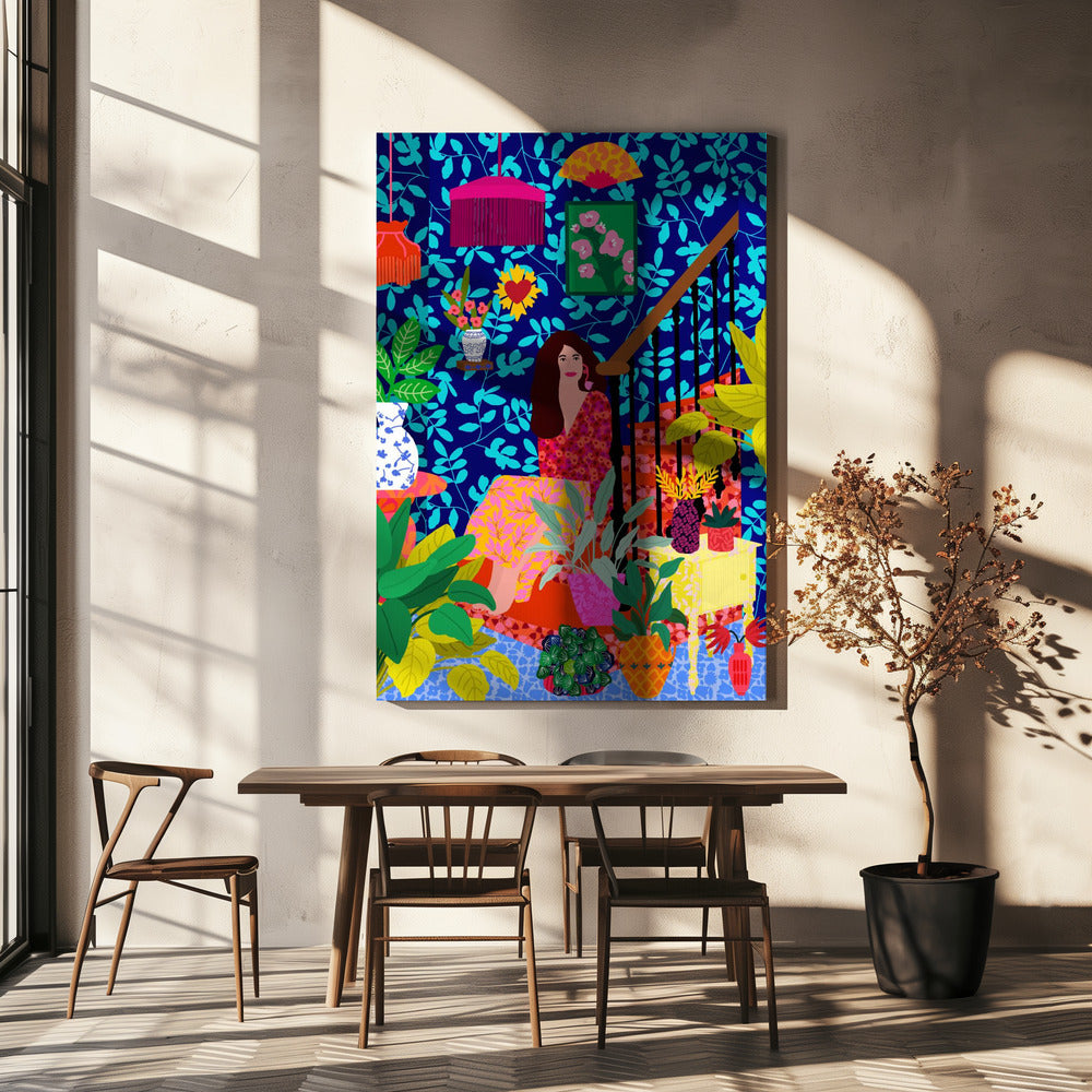 Woman on Staircase | Canvas
