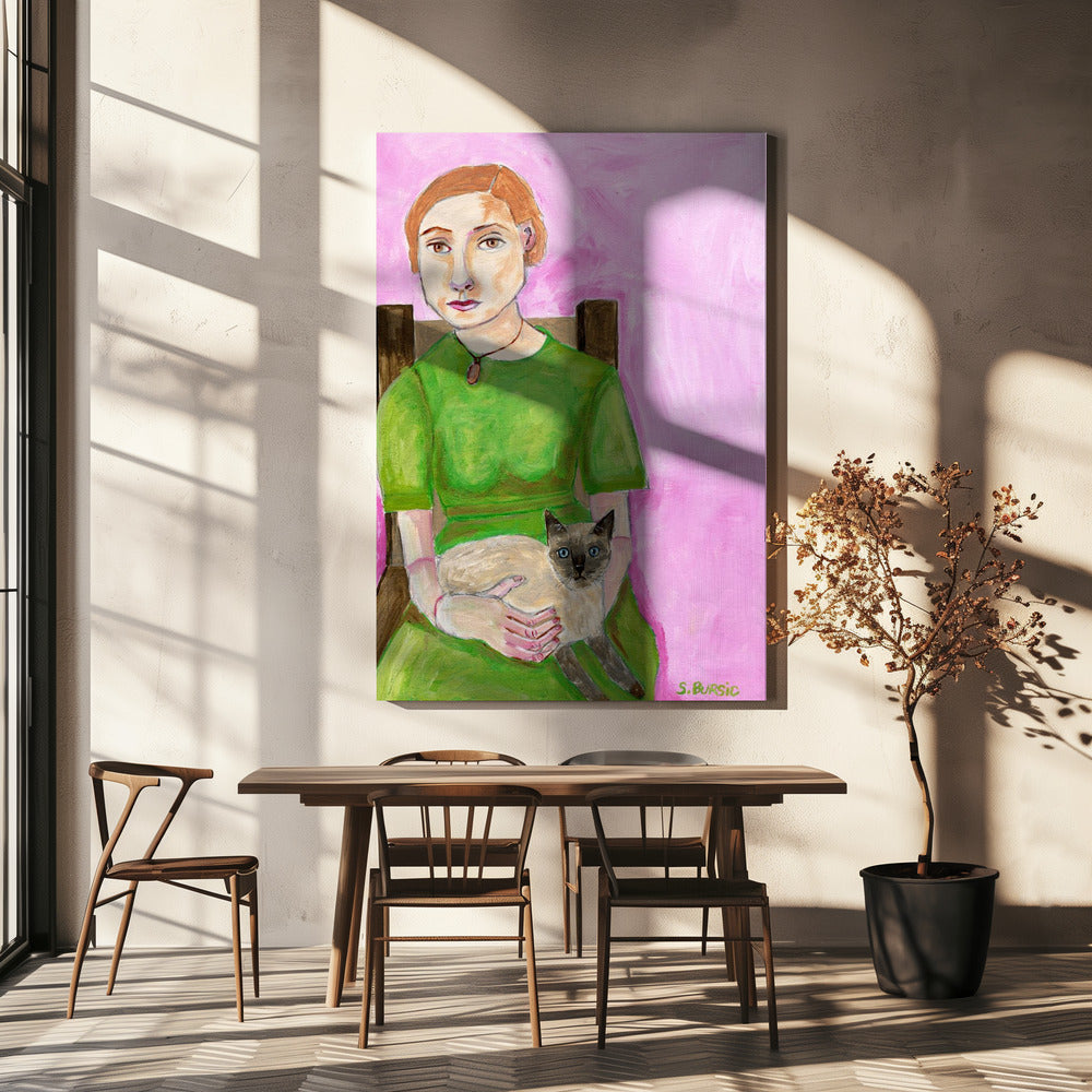 Lady with Cat | Canvas