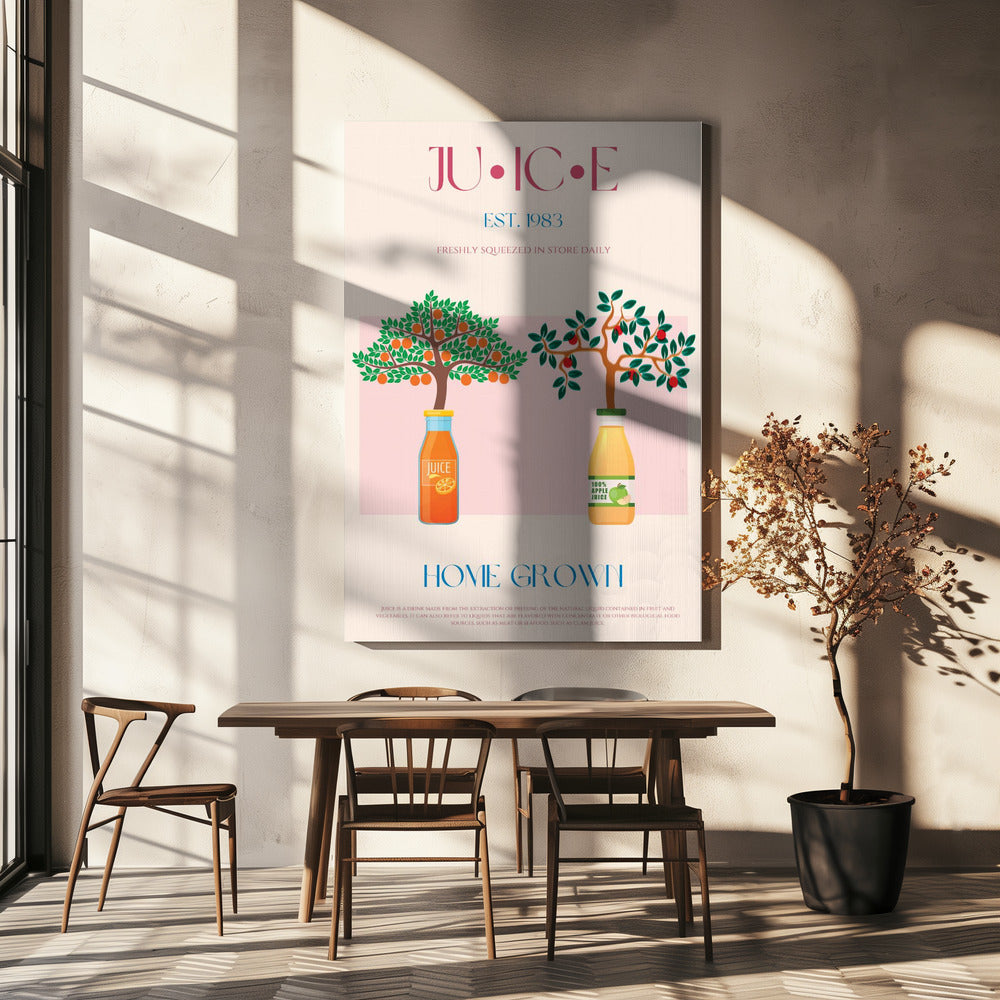Orange and Apple Trees with Juice Bottles | Canvas