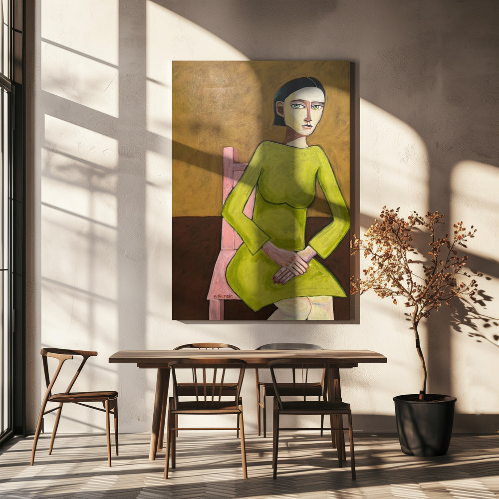 The Good Listener Lady Sitting on Chair | Canvas