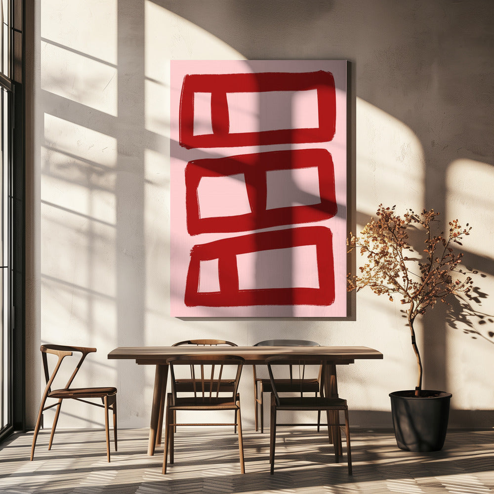 Red Symmetry Blocks | Canvas