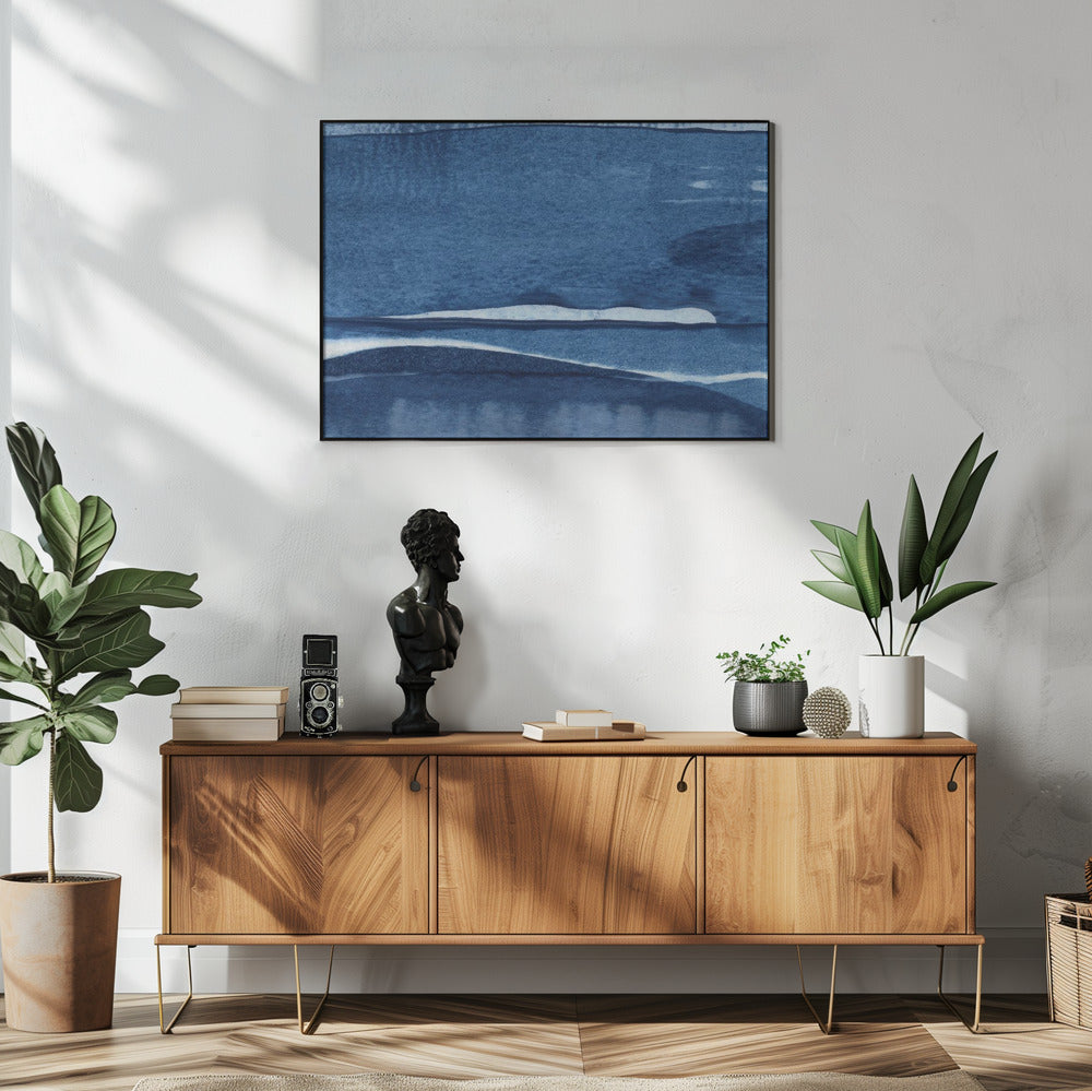 Blue Watercolor Waves | Poster