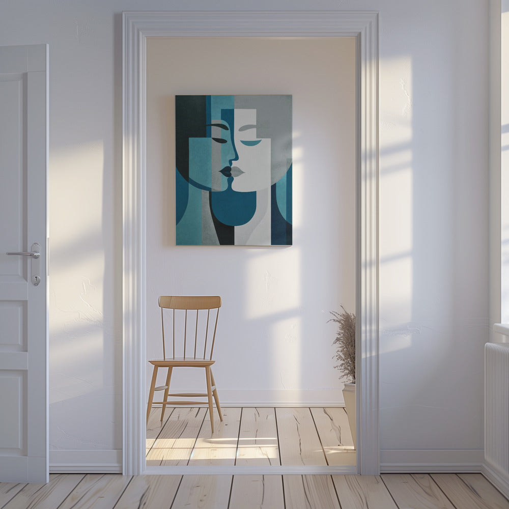 Kiss Me Teal Grey | Canvas