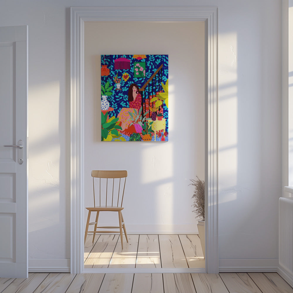 Woman on Staircase | Canvas