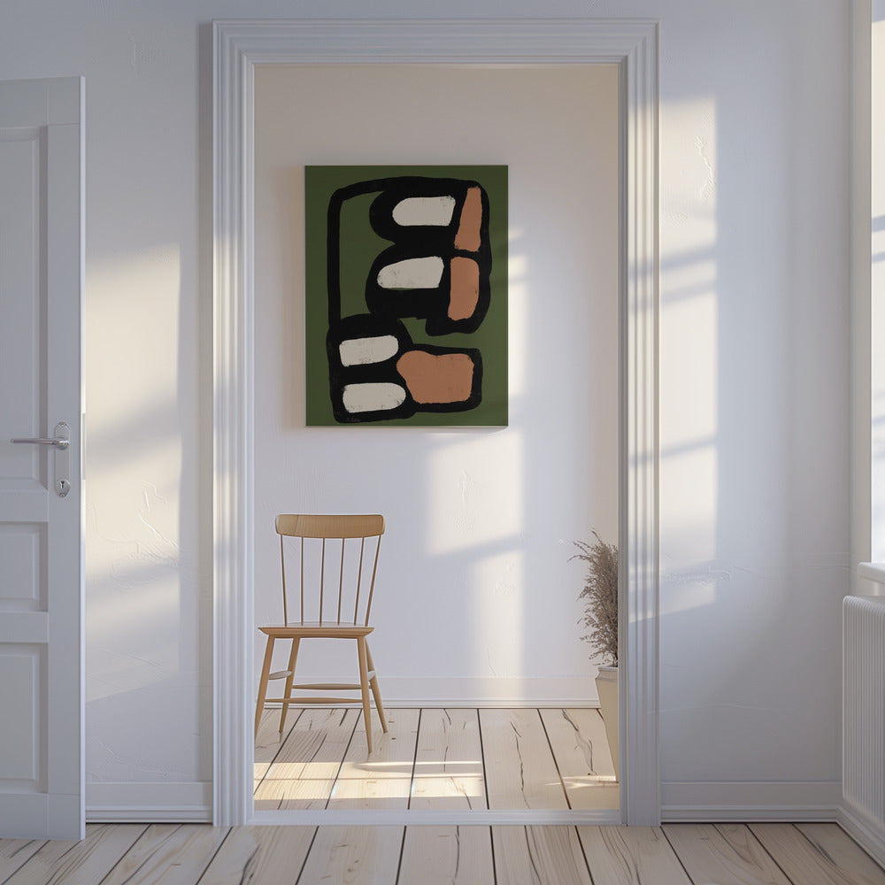 Oval abstract green | Canvas