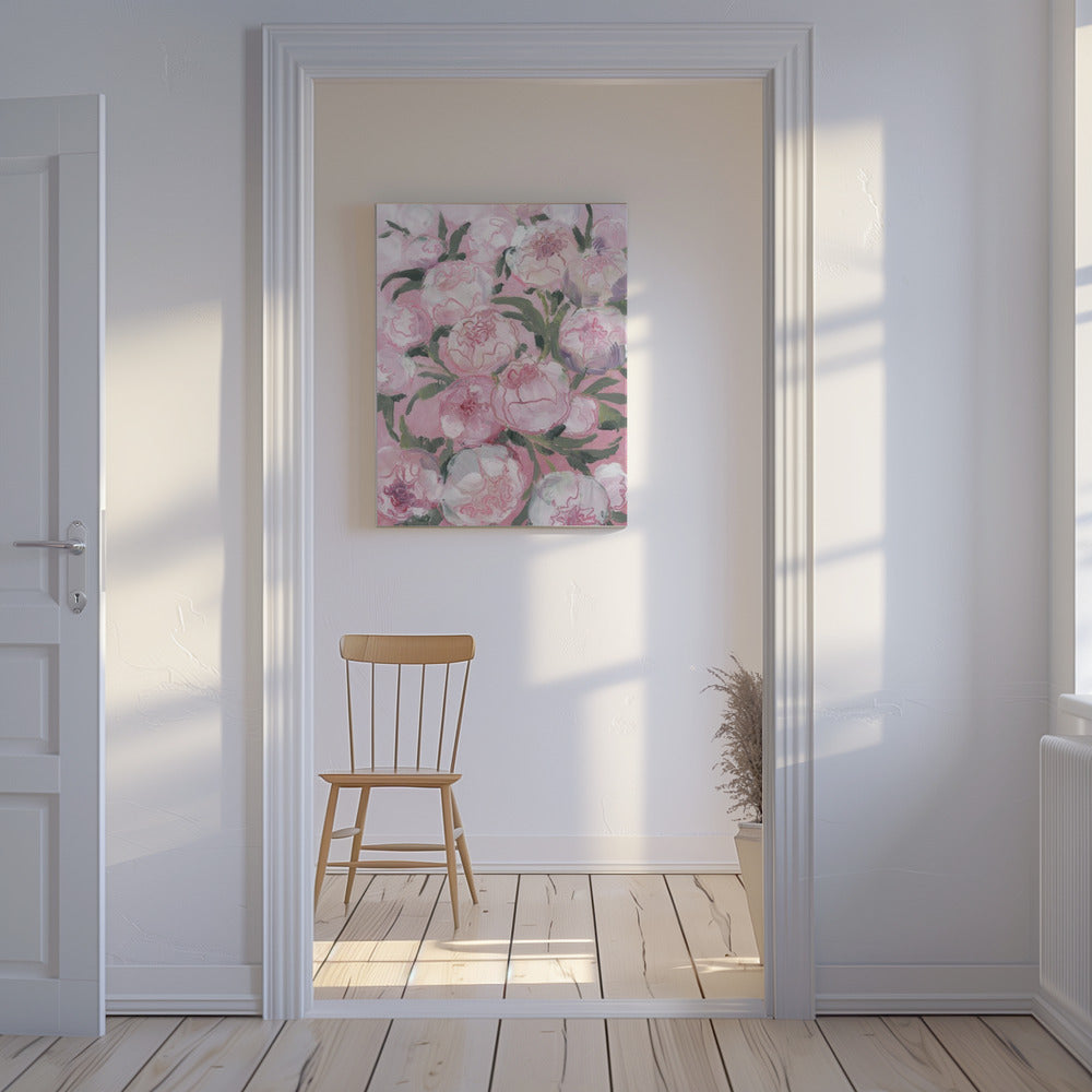 Floral Composition Of Pink Peonies | Canvas