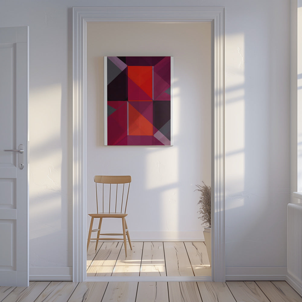 Geometric Composition With Bold Red And Purple Hues | Canvas