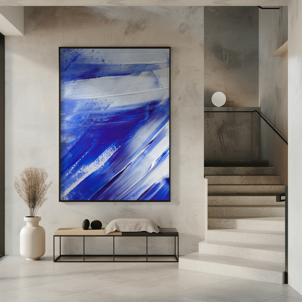 White and Blue Brushstrokes | Poster
