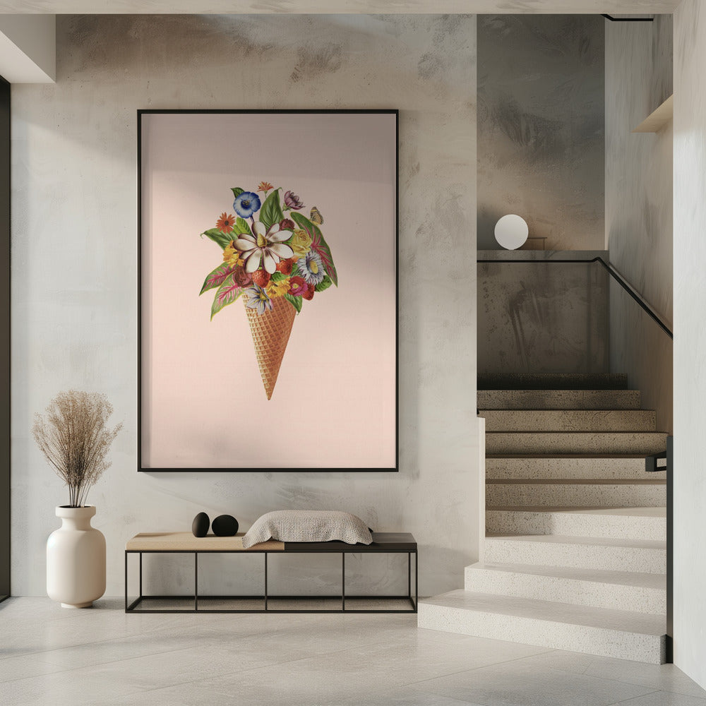 Botanical pink ice cream | Poster