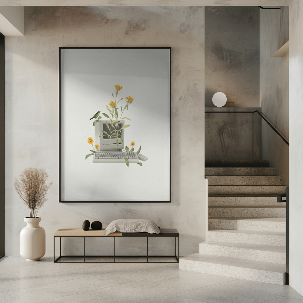 Floral vintage computer | Poster