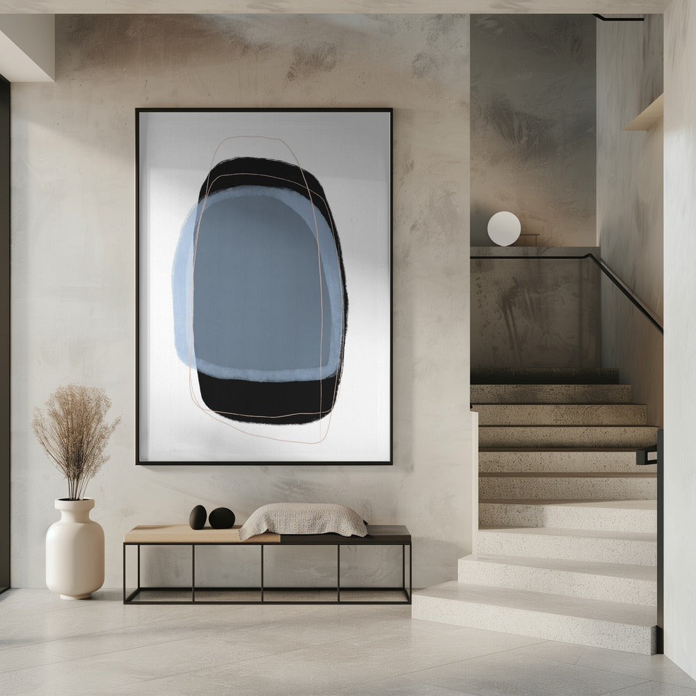 Geometric Shapes In Muted Blue And Black Tones | Poster