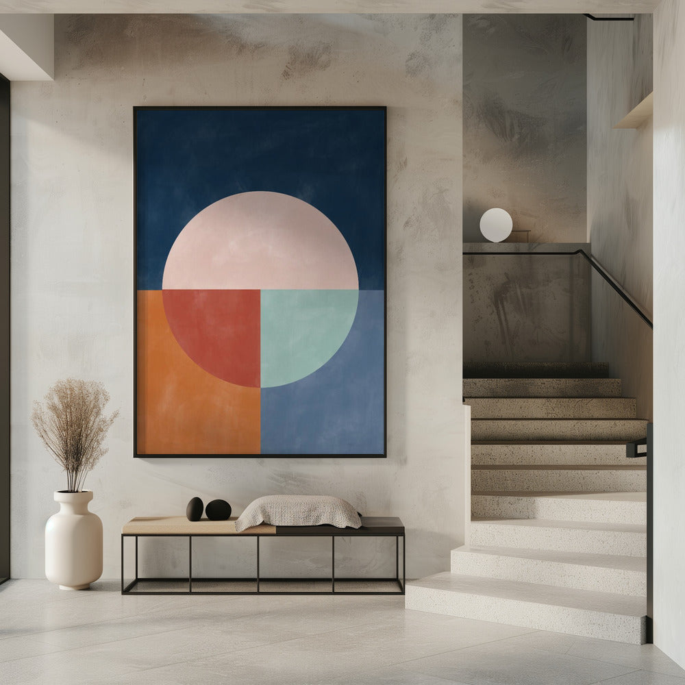 Geometric Abstraction With A Large Pastel Circle | Poster