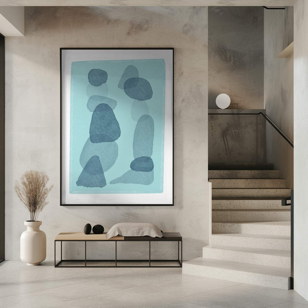 watercolour spots blue abstract minimal modern art | Poster