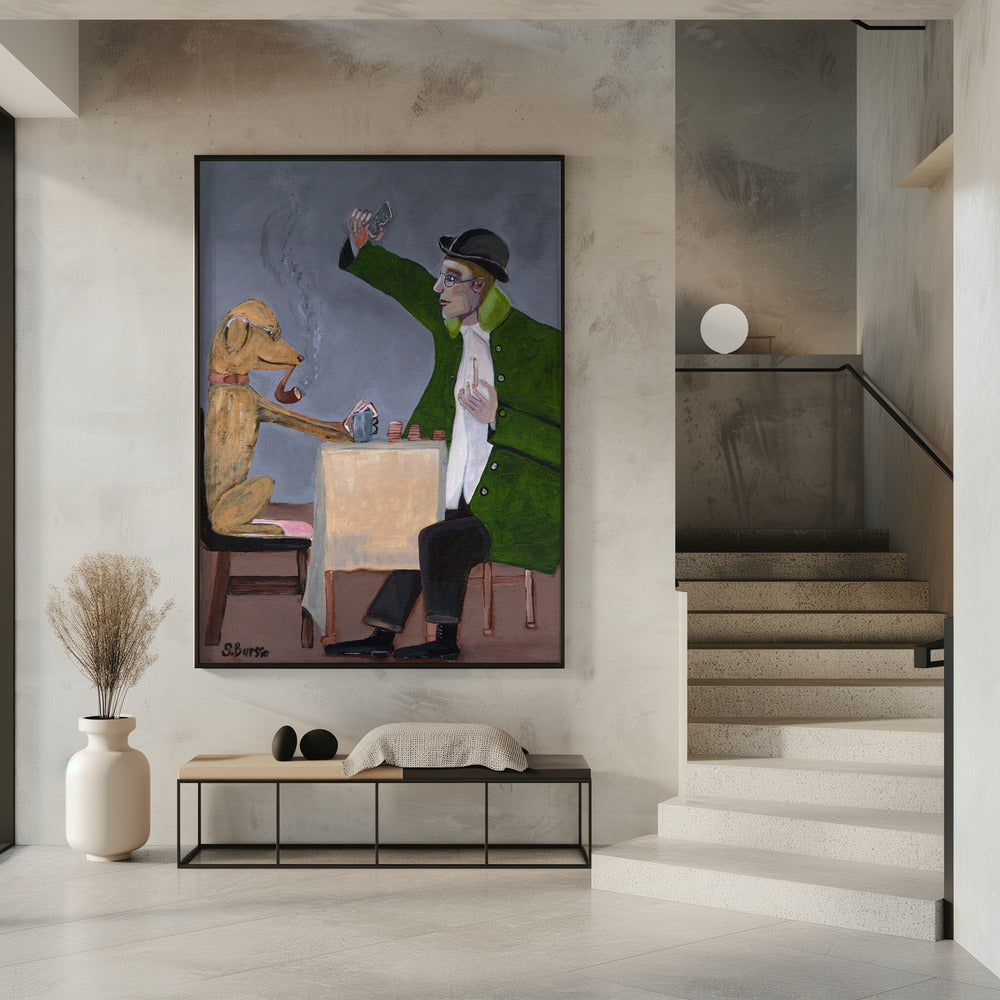 Humour Card Game with Dog Vintage | Poster