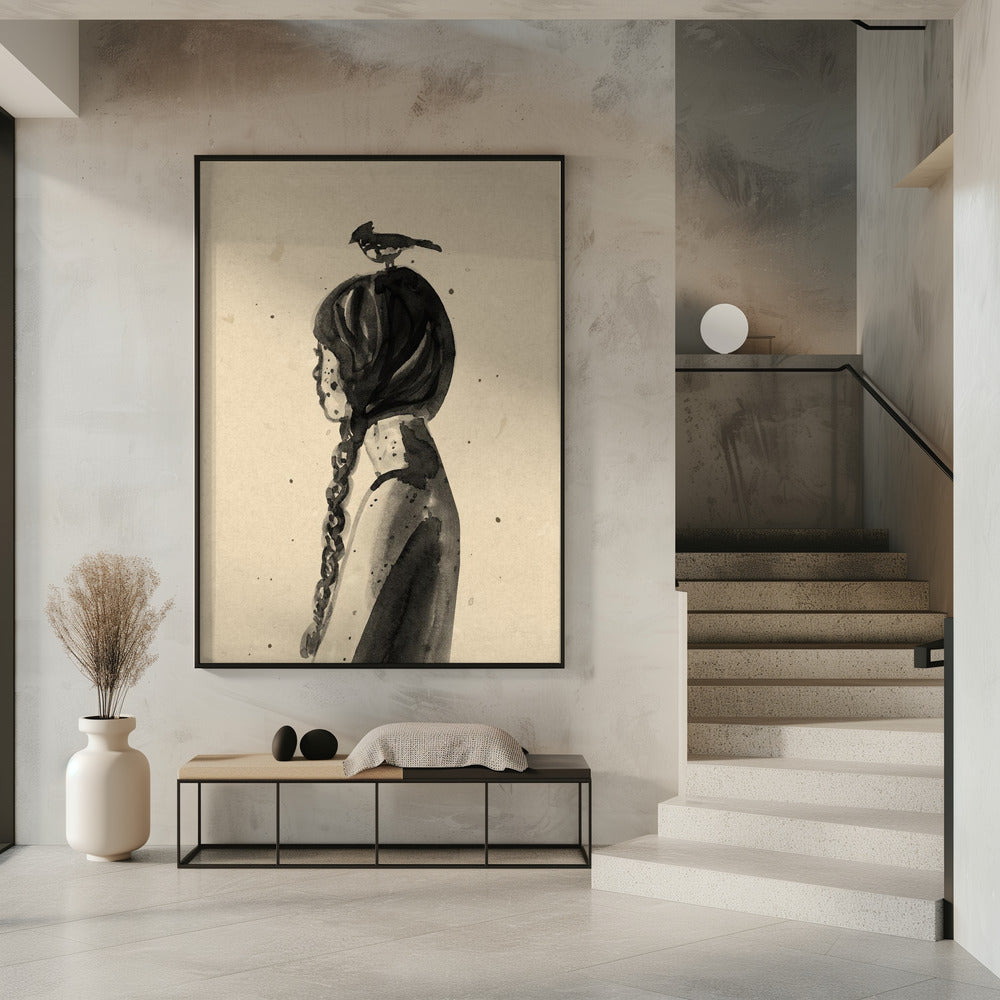 Girl with Bird | Poster