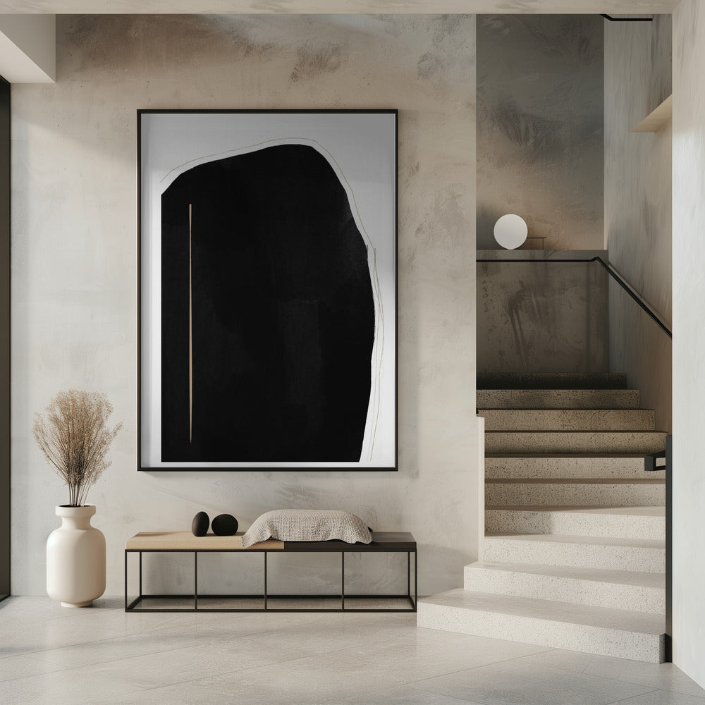 Irregular Black Shape With A Thin Vertical Line | Poster