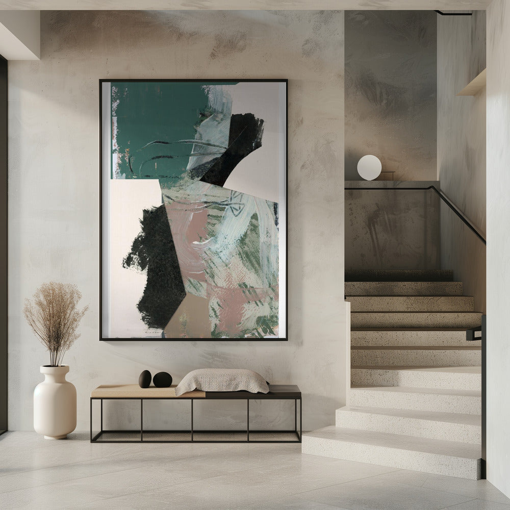 Green Peach Neutral Black Abstract 1 | Poster