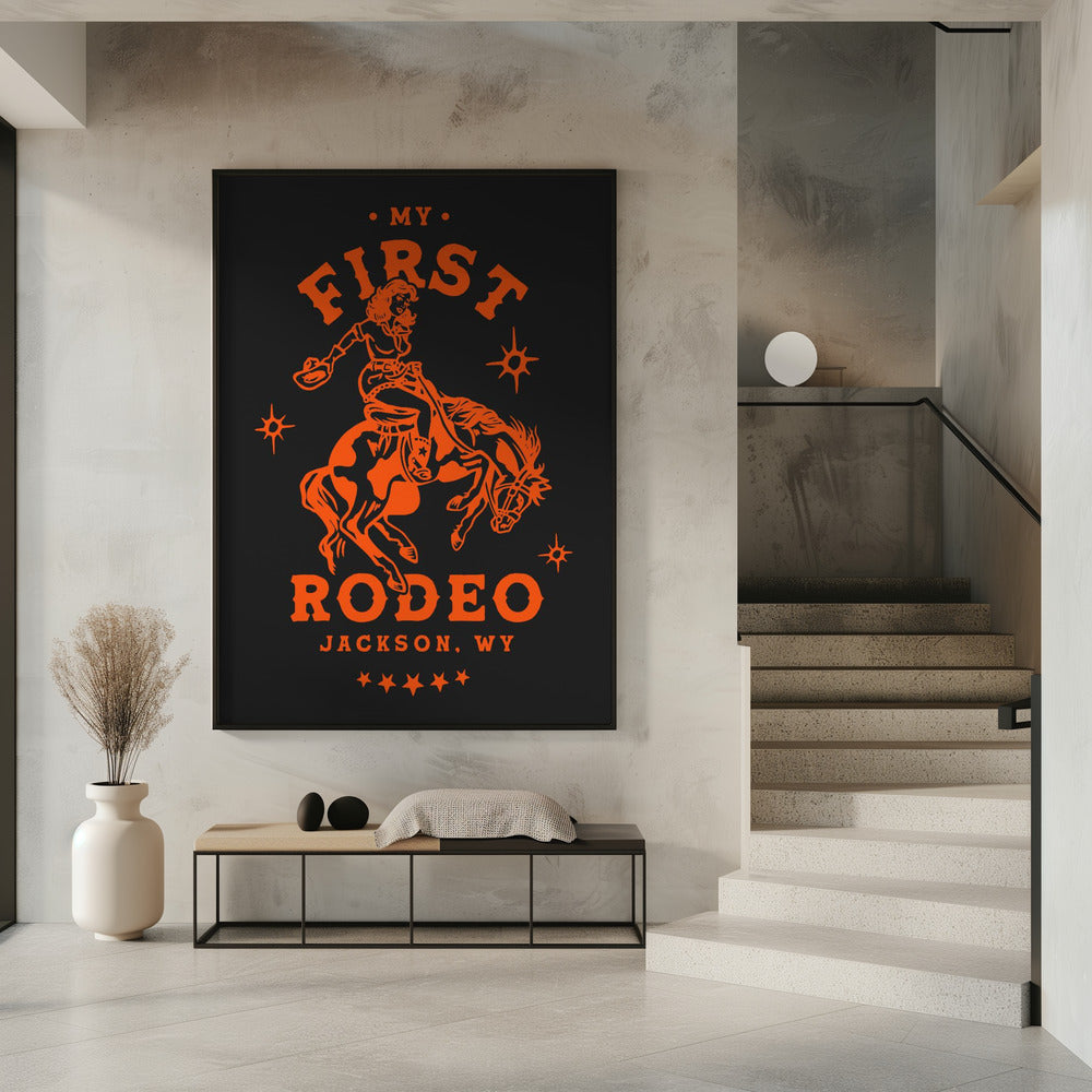 My First Rodeo Jackson Wyoming Horseback Cowgirl | Poster