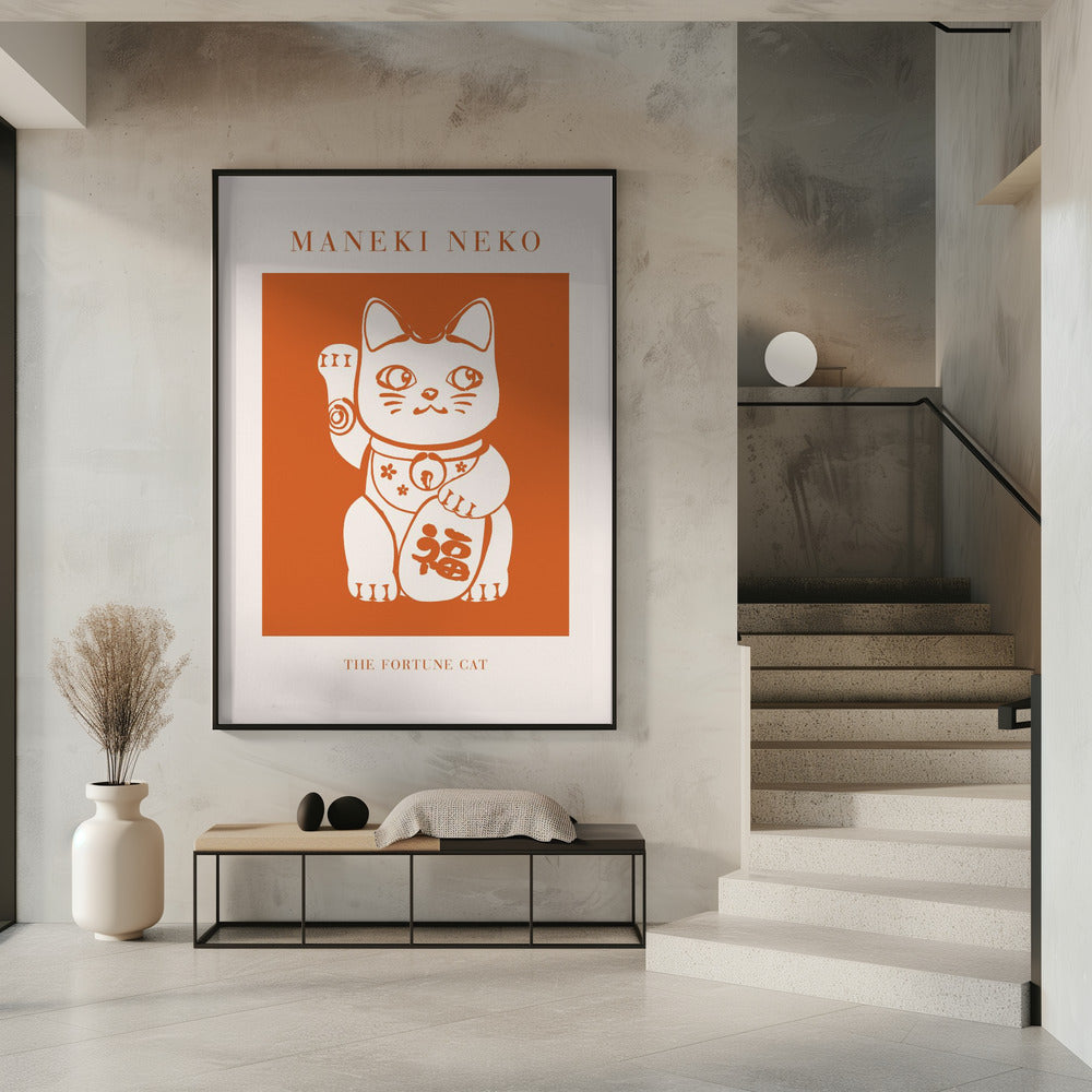 Maneki-neko Cat Orange | Poster