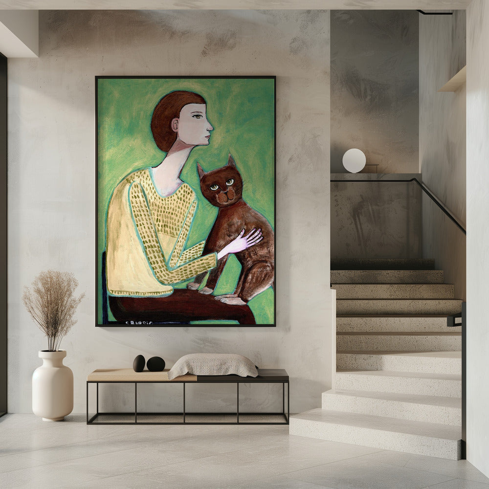 Woman with cat | Poster