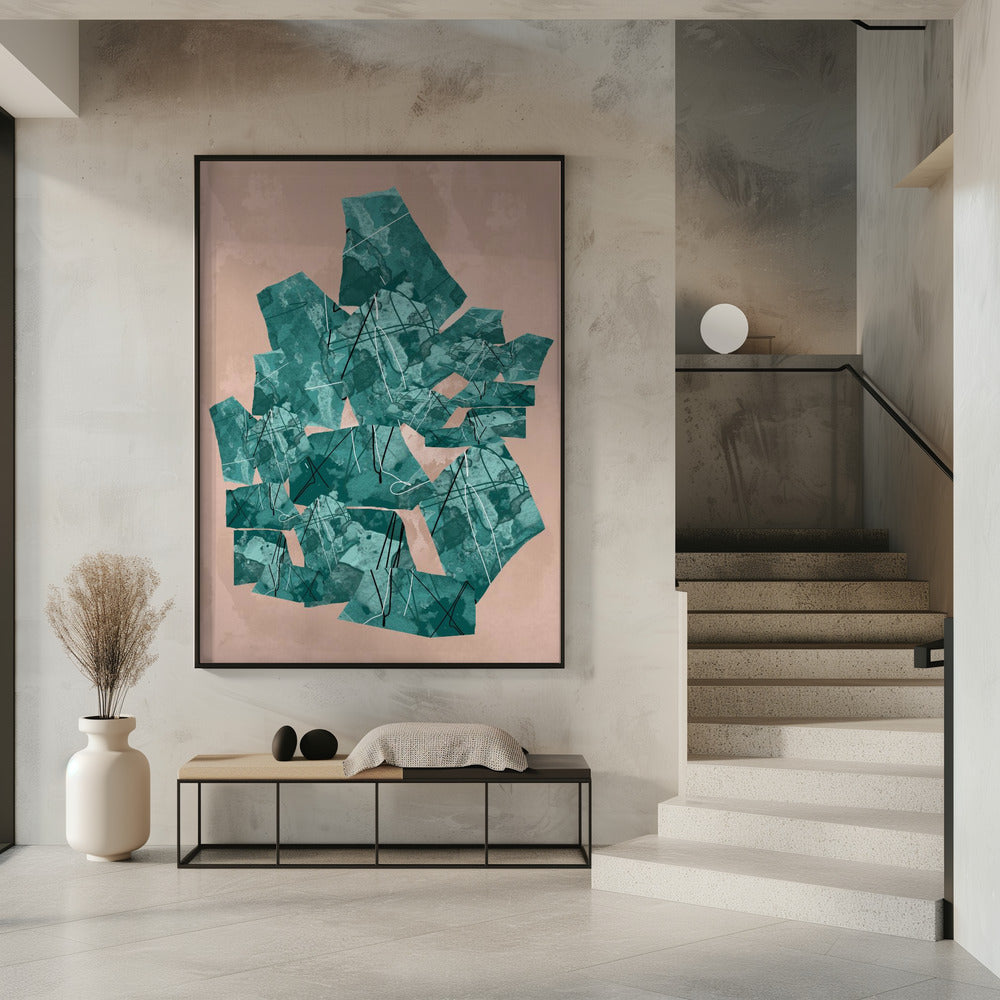 Green Geometric Shapes With Textured Patterns | Poster