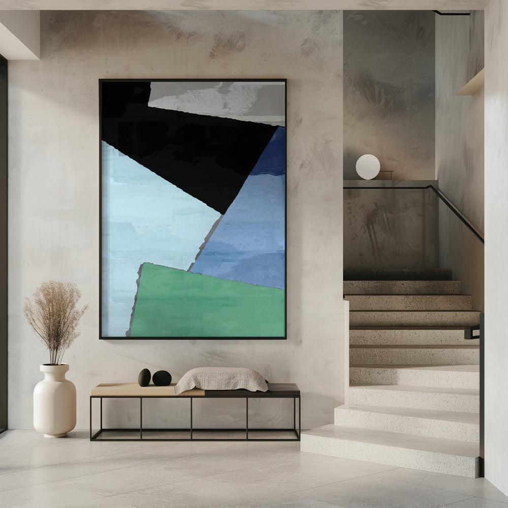 Abstract Blocks in Blue, Green and Black | Poster