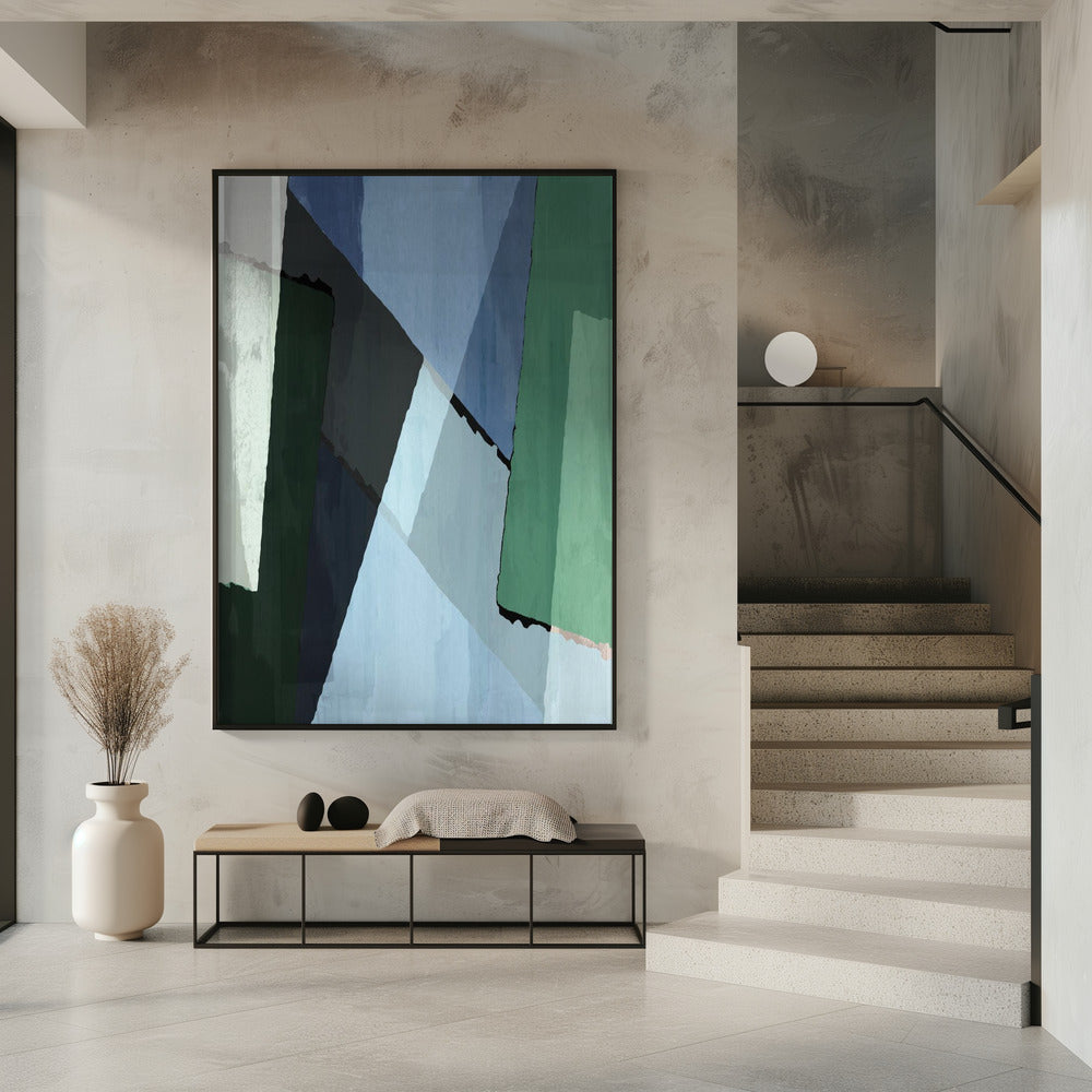 Abstract Blocks in Blue, Green and Black | Poster