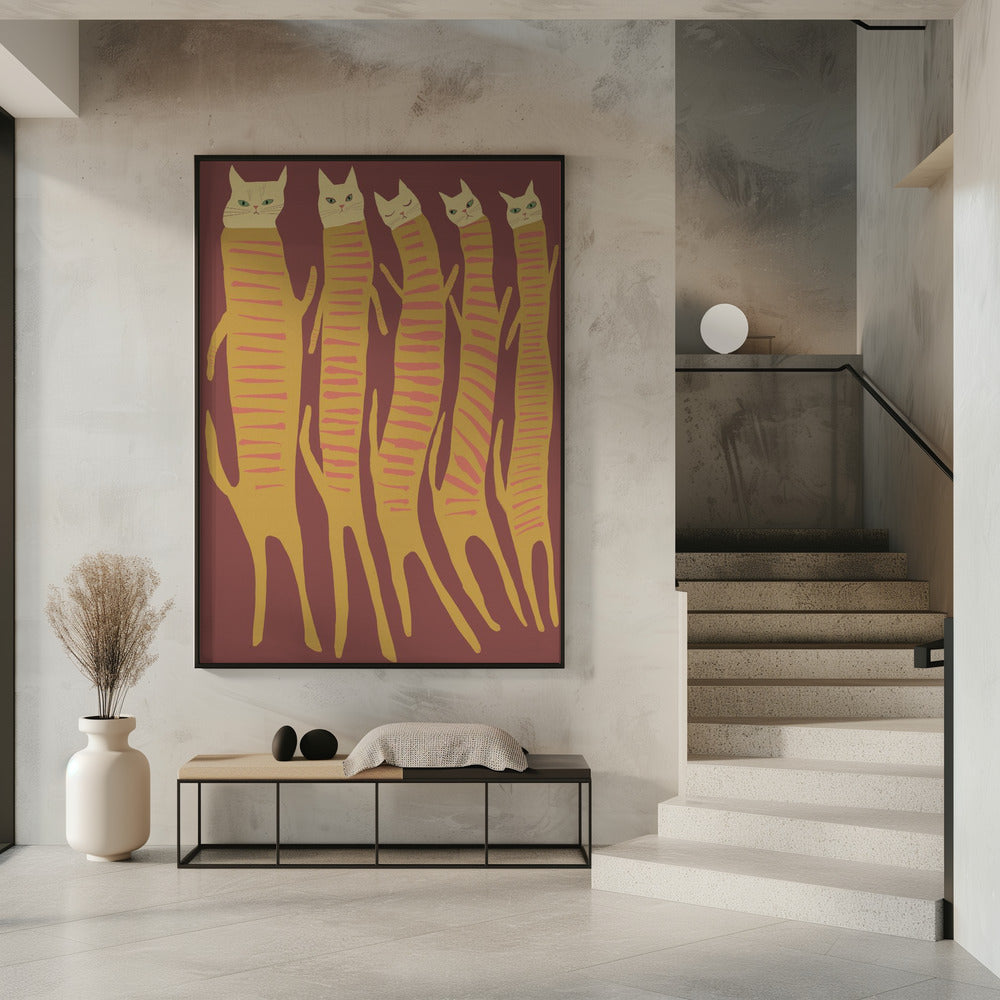 Five long cats | Poster