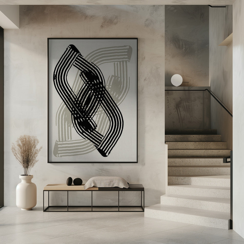 Abstract Curves in Black and Grey | Poster