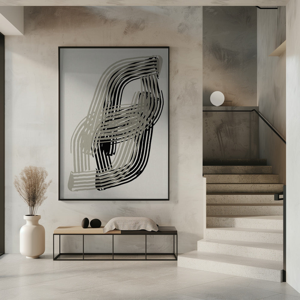 Abstract Curves in Grey and Black | Poster