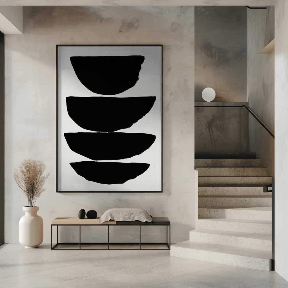 Minimalist Black Abstract Ellipses | Poster