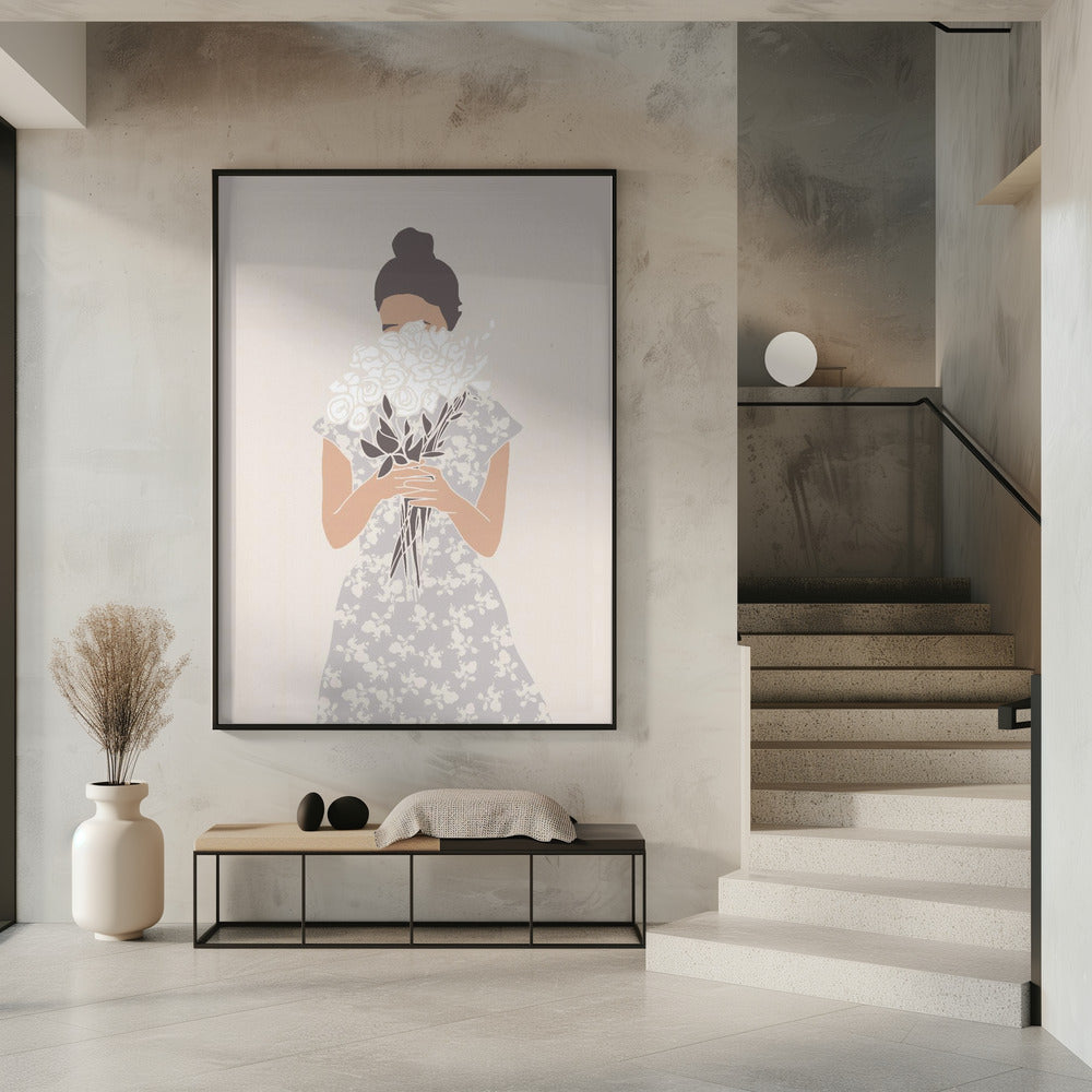 Girl With Flower Bouquet | Poster