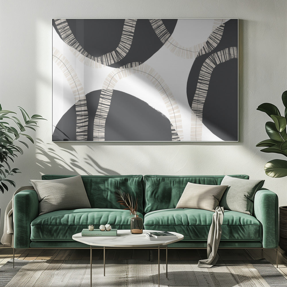 Black Shapes Interwoven With Textured | Canvas