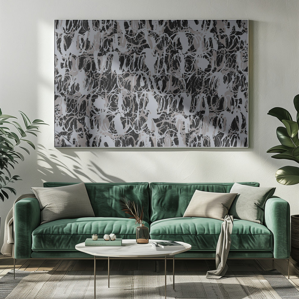 Abstract Ink Swirls Blue Black | Canvas