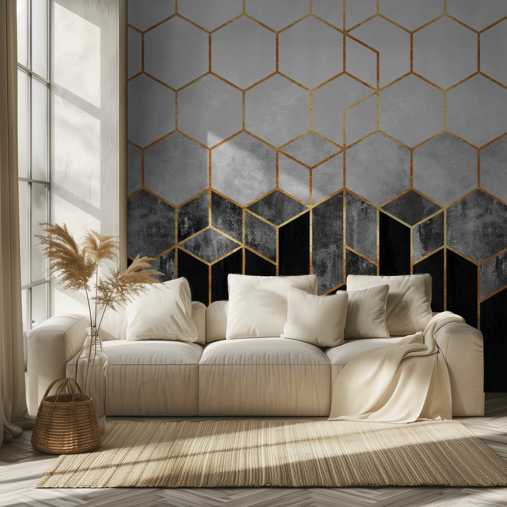 Charcoal Hexagons | Wallpaper