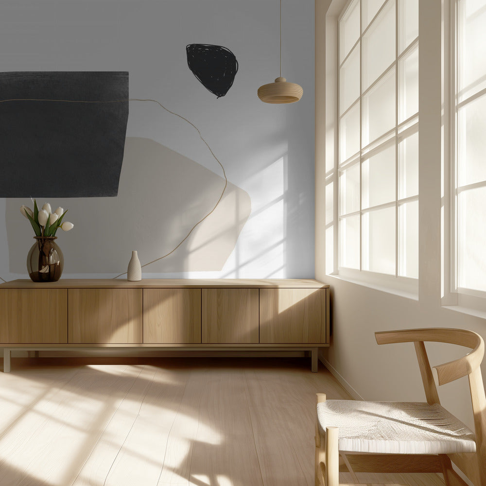 Geometric Shapes in Black Gray and Beige | Wallpaper