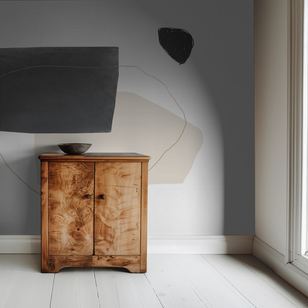 Geometric Shapes in Black Gray and Beige | Wallpaper