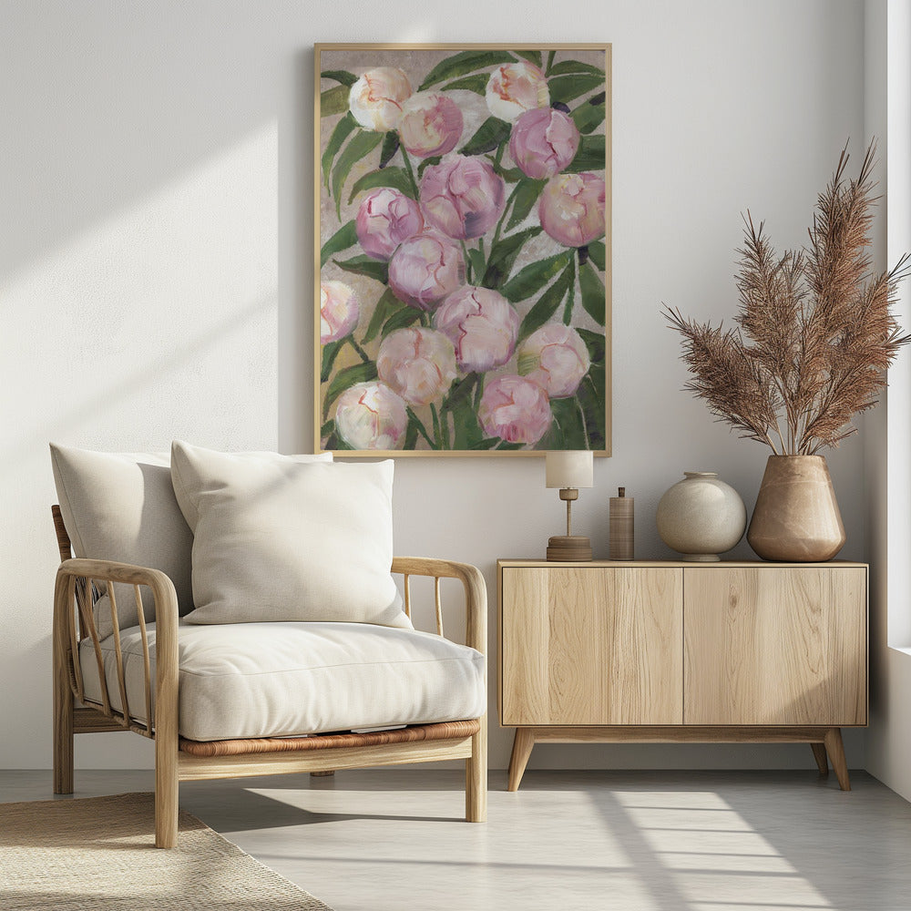 Valenty painterly peonies | Poster