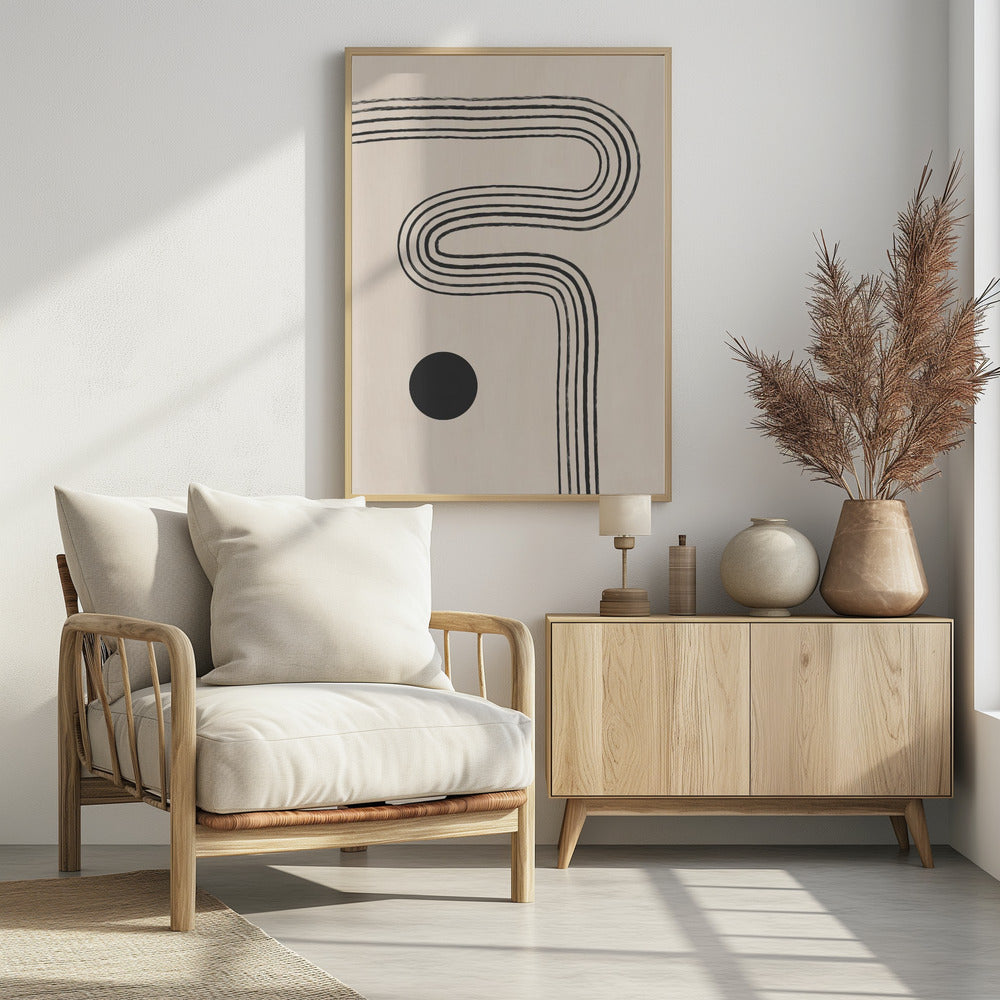 Black Curved Lines and a Circle | Poster