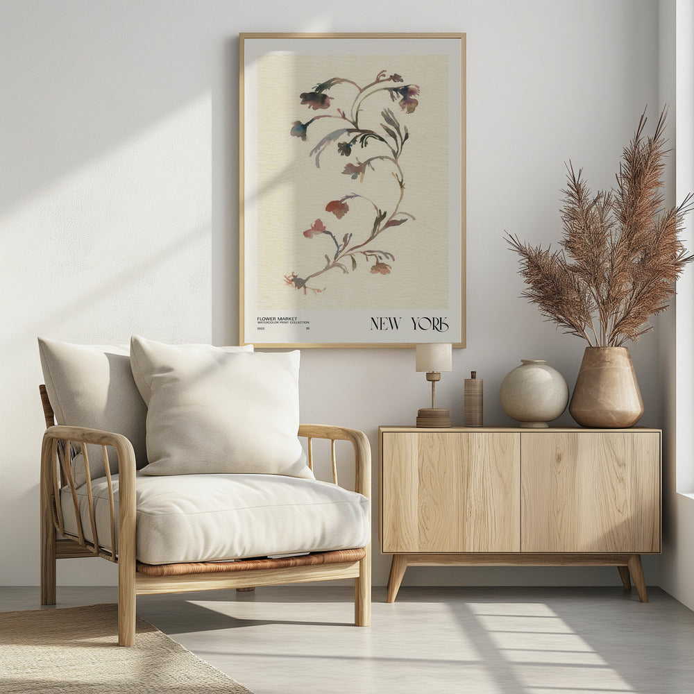 Watercolor print collection. Flower market - New York | Poster