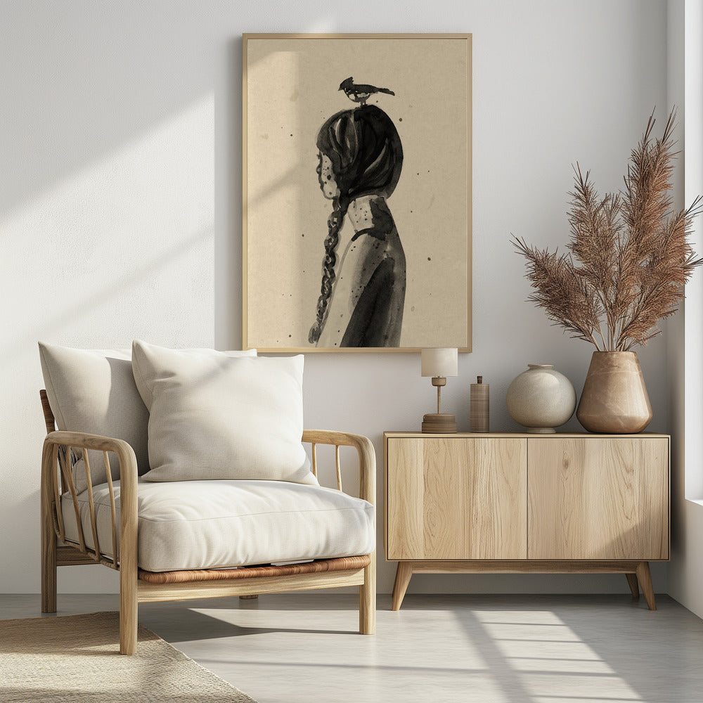 Girl with Bird | Poster