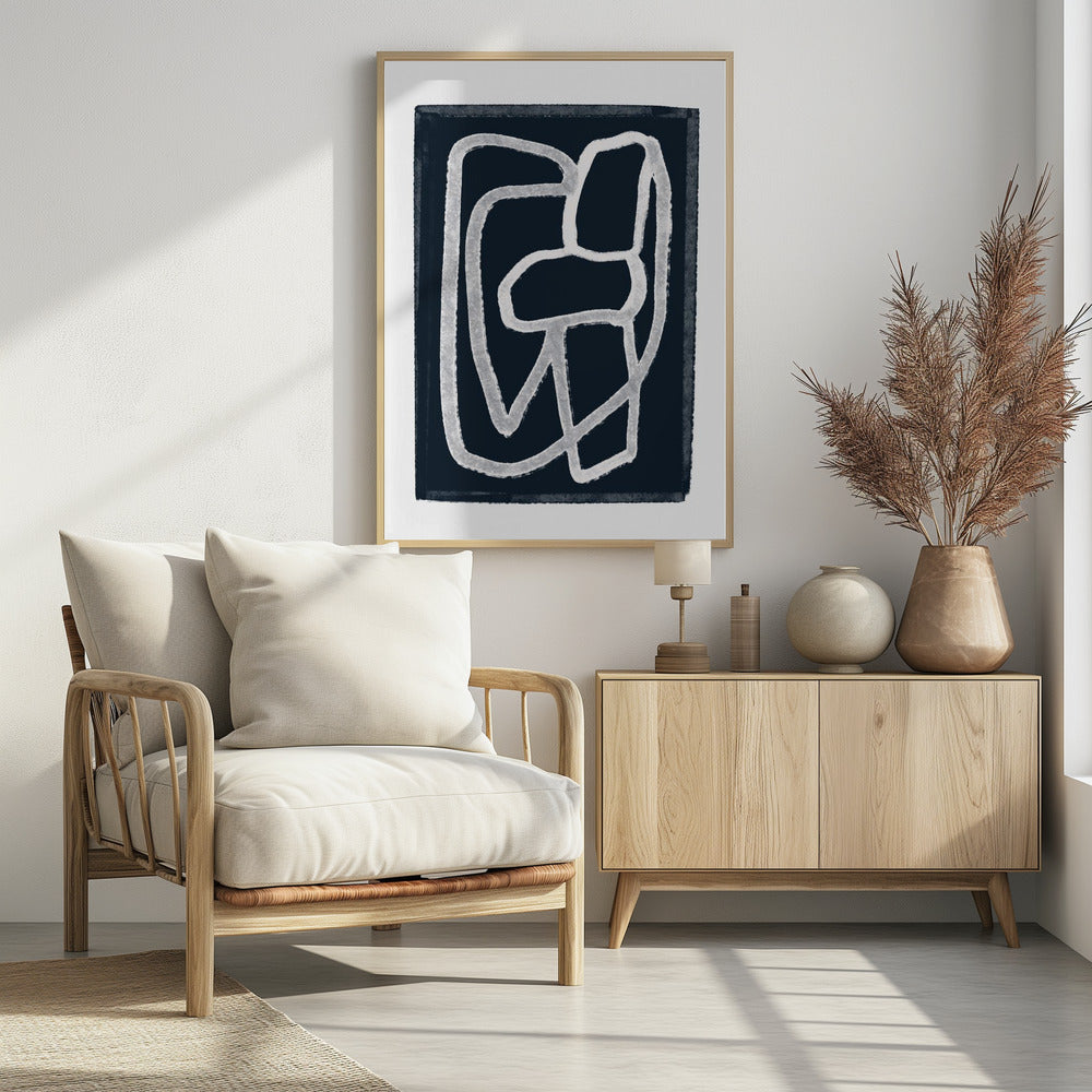Navy Abstract Lines | Poster